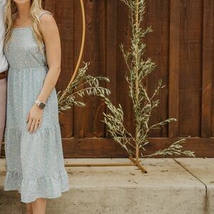 Blue and White Floral Maxi Dress